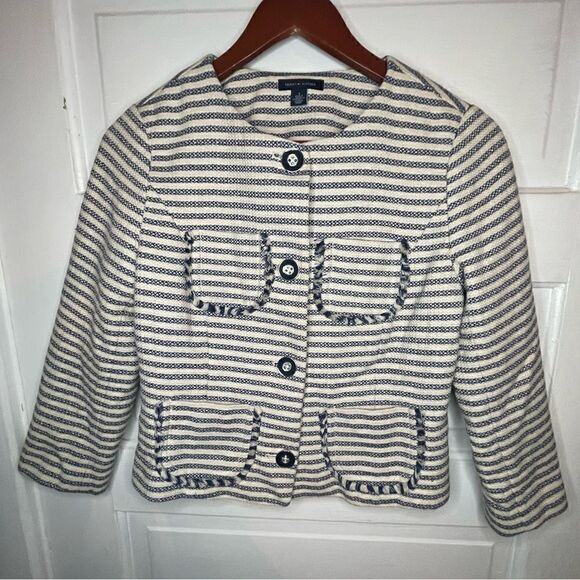 TOMMY HILFIGER Tweed Fray Blazer Jacket - Picture 1 of 16